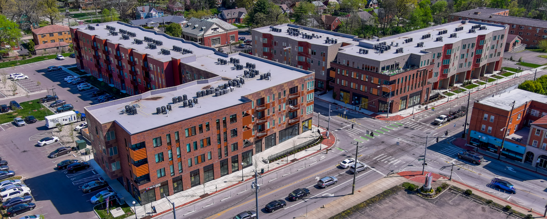 Aerial of the two multi-family residential buildings