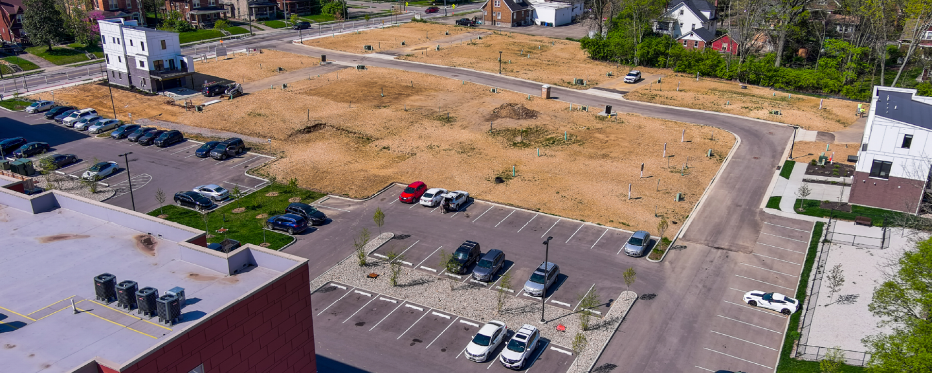 aerial of single family home addition