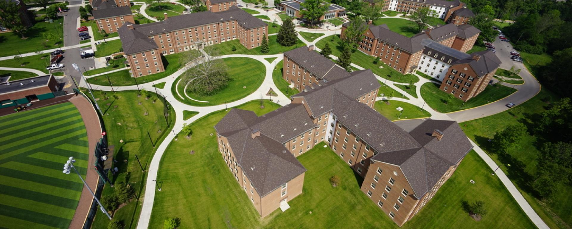 aerial of dorm buildings