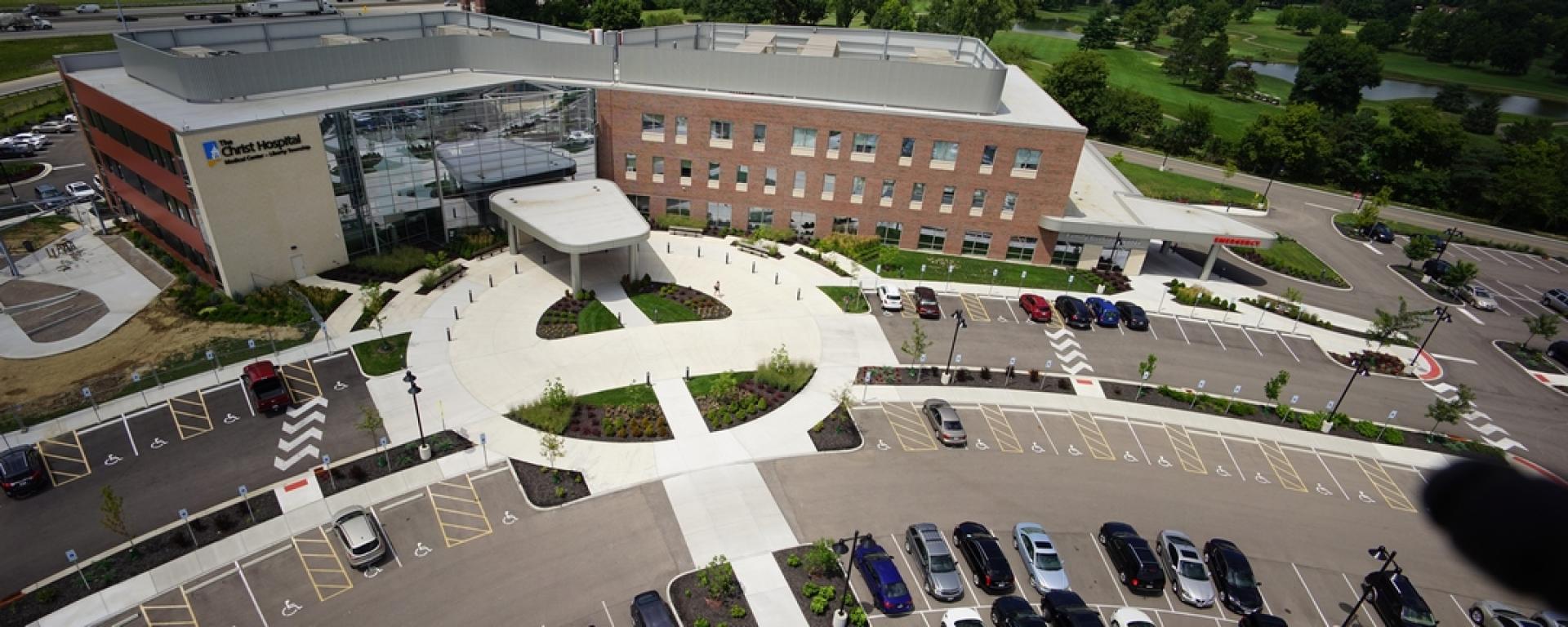 aerial view of front entrance 