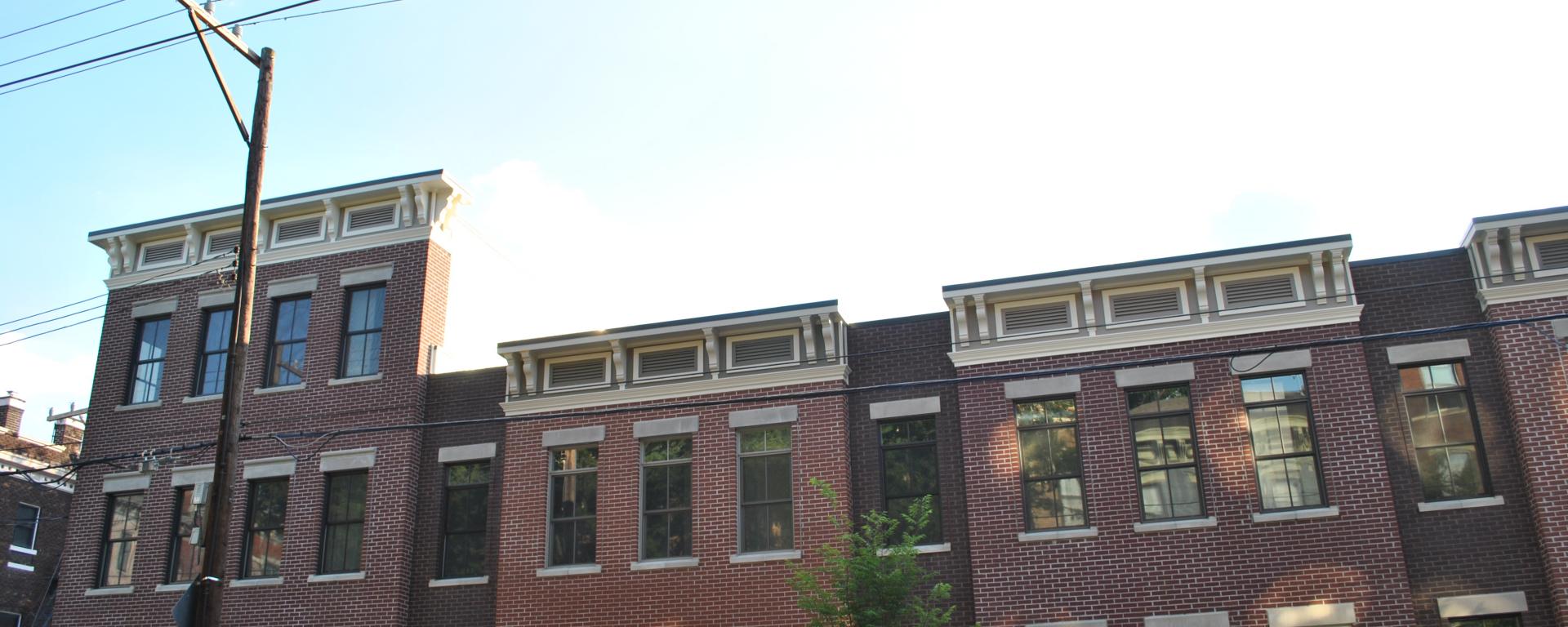 streetscape of townhomes