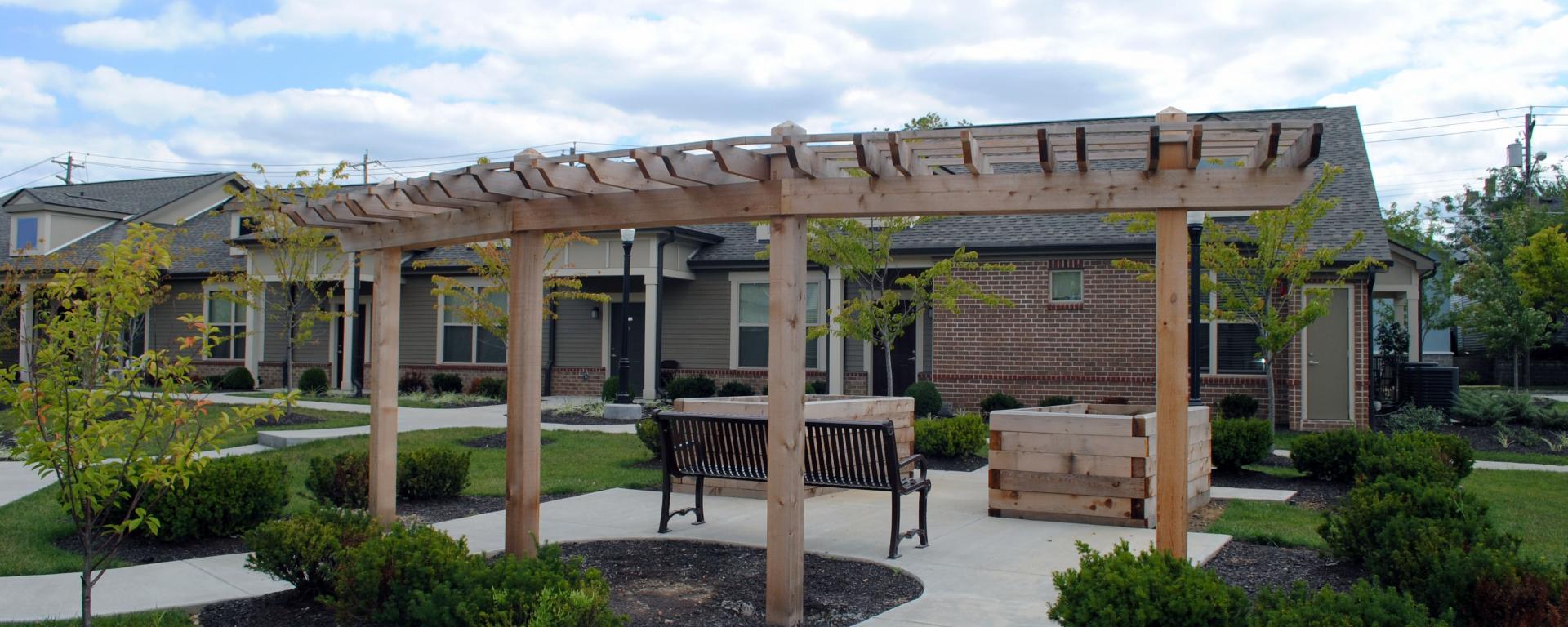 pergola in courtyard