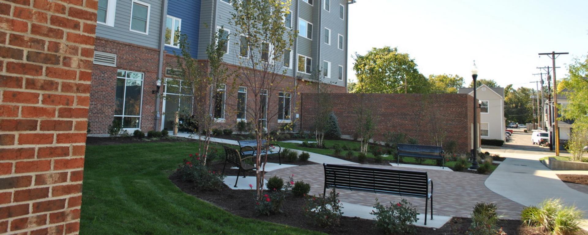 courtyard outside of student housing