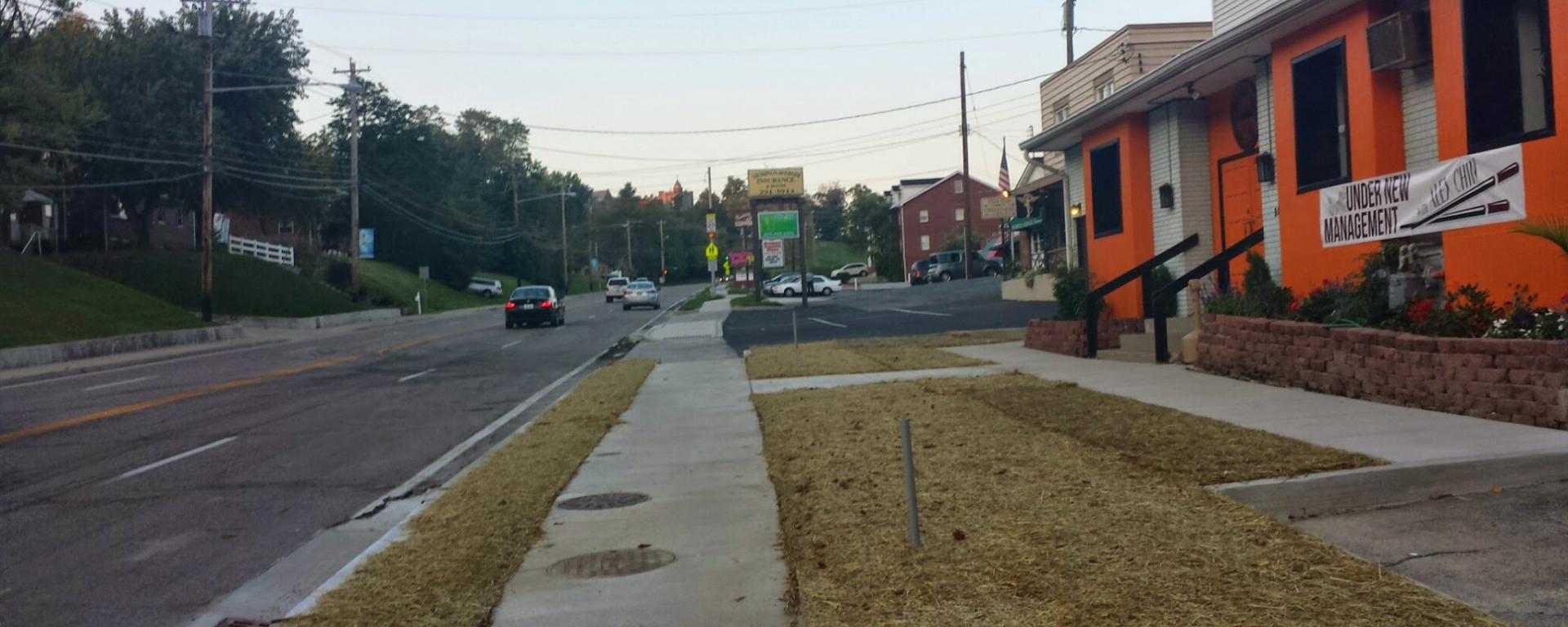 sidewalk along the roadway