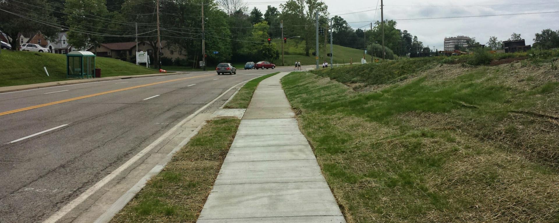 sidewalk along the roadway