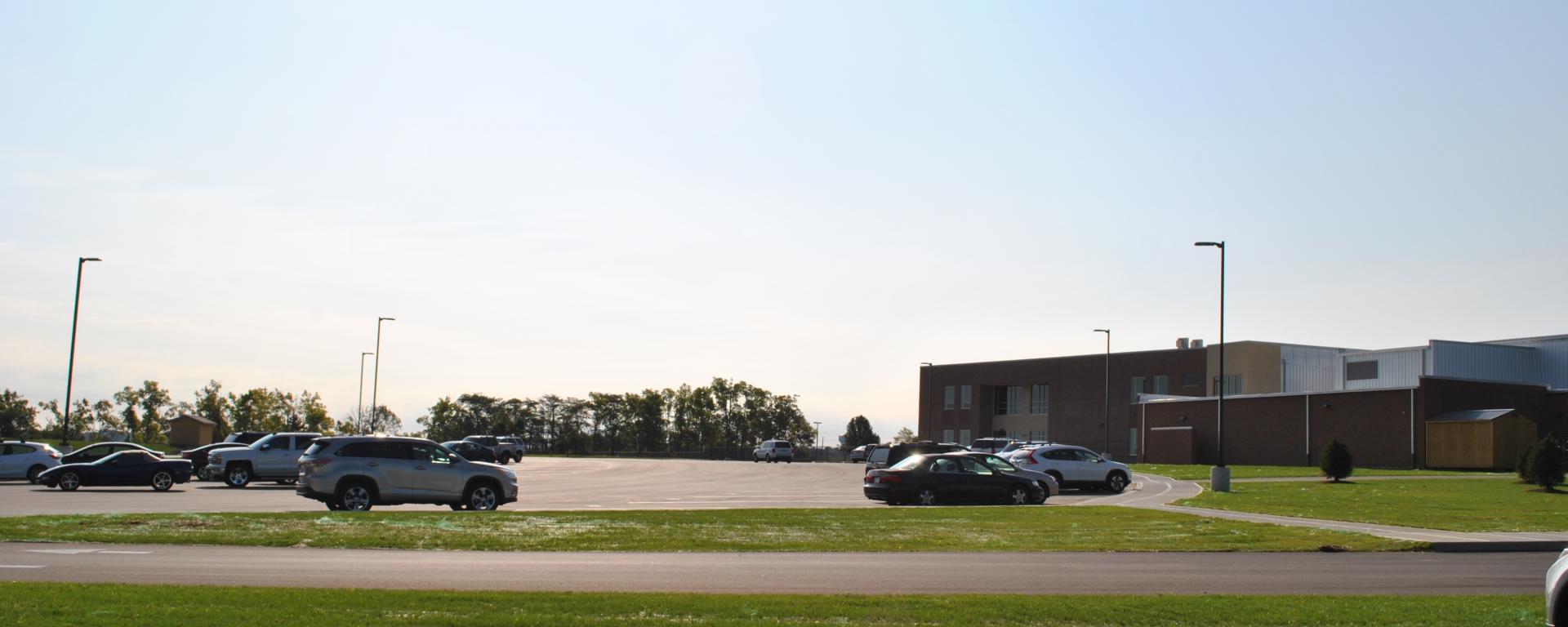 parking lot of school building