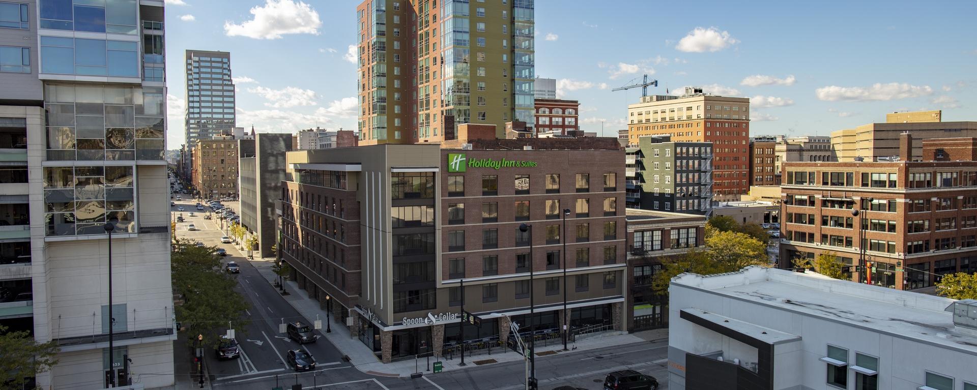 aerial in downtown Cincinnati