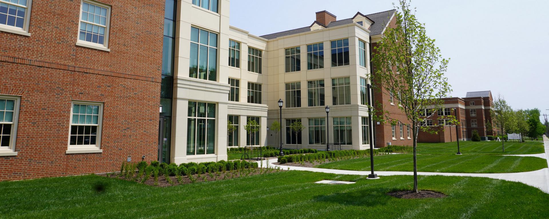 red brick building with sidewalks