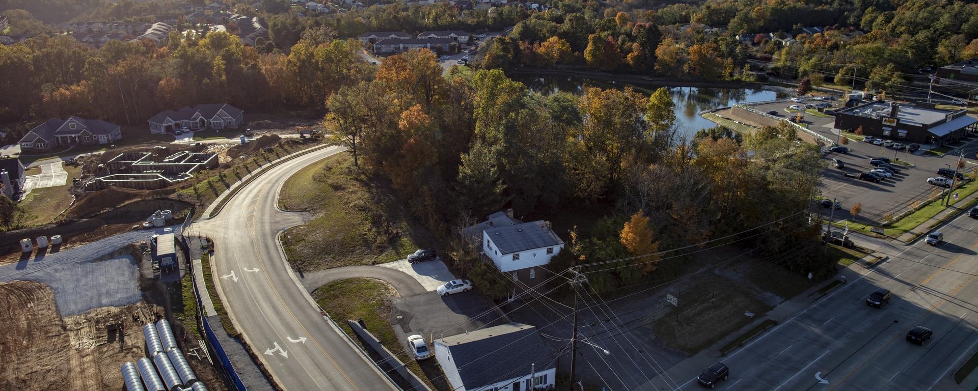 aerial of the roadway