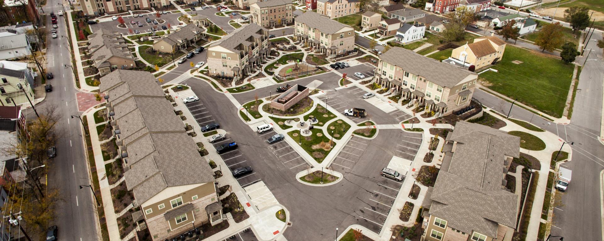 aerial image of housing development 