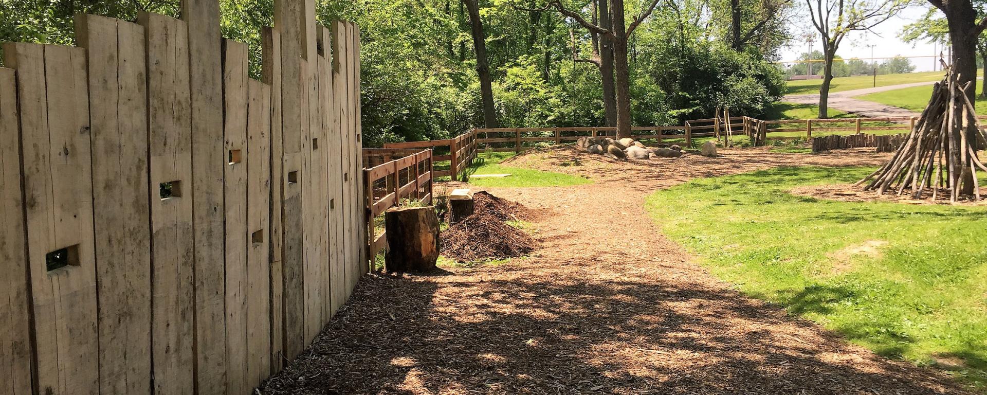 wood fence in a park