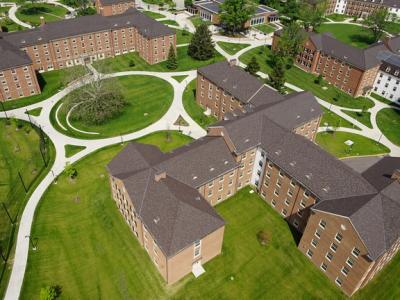 aerial of dorm buildings