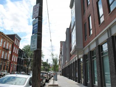 streetscape of retail space