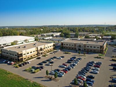 The Office Center at Red Bank Village front profiles of buildings and parking lot