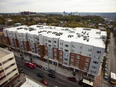 aerial of apartment building